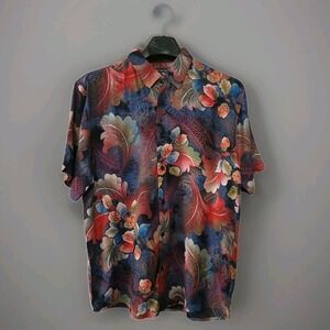 Body Glove Floral Short Sleeve Collard‎ Button Down Shirt Men's XL Rare Bright
